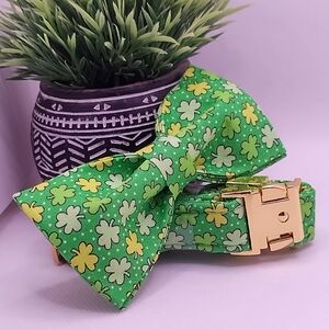 Green Shamrock Bow Tie Collar for Kids